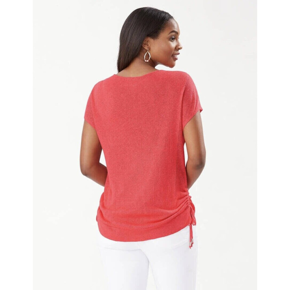 Tommy Bahama Women’s Alana Linen Side Tie V-Neck Sweater - Picture 2 of 13